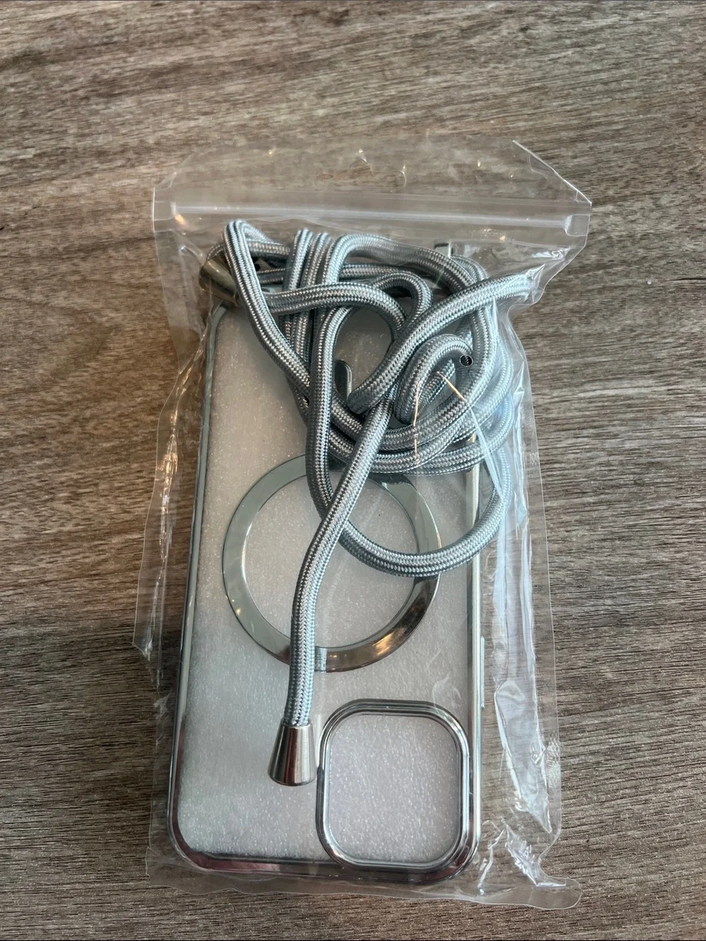 Clear Silver iPhone 12/12 Pro Crossbody Phone Case with Strap